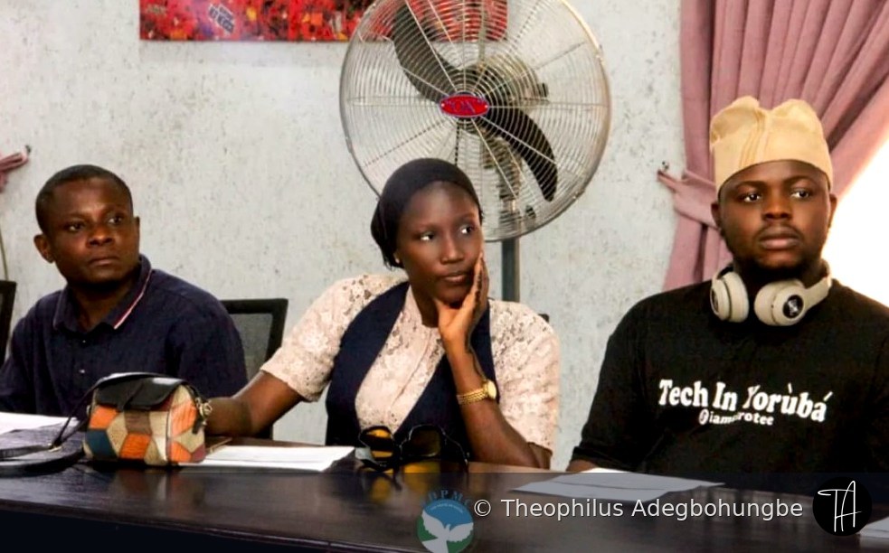 Theophilus Adegbohungbe at JDPMC social media influencer training wearing Tech in Yoruba